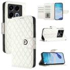 For Infinix Note 40 4G Rhombic Texture Flip Leather Phone Case with Lanyard(White) - 1