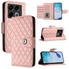 For Infinix Note 40 4G Rhombic Texture Flip Leather Phone Case with Lanyard(Coral Pink) - 1