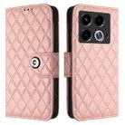 For Infinix Note 40 4G Rhombic Texture Flip Leather Phone Case with Lanyard(Coral Pink) - 2