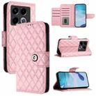 For Infinix Note 40 4G Rhombic Texture Flip Leather Phone Case with Lanyard(Pink) - 1