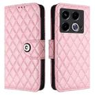 For Infinix Note 40 4G Rhombic Texture Flip Leather Phone Case with Lanyard(Pink) - 2