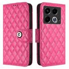 For Infinix Note 40 5G Rhombic Texture Flip Leather Phone Case with Lanyard(Rose Red) - 2