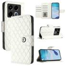 For Infinix Note 40 5G Rhombic Texture Flip Leather Phone Case with Lanyard(White) - 1