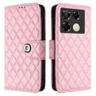 For Infinix Note 40 Pro 5G X6851 Rhombic Texture Flip Leather Phone Case with Lanyard(Pink) - 2