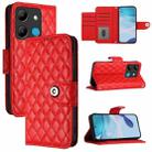 For Infinix Smart 7 X6515 Rhombic Texture Flip Leather Phone Case with Lanyard(Red) - 1