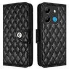 For Infinix Smart 7 X6515 Rhombic Texture Flip Leather Phone Case with Lanyard(Black) - 2