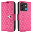 For Infinix Smart 7 X6515 Rhombic Texture Flip Leather Phone Case with Lanyard(Rose Red) - 2