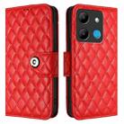 For Infinix Smart 7 HD Rhombic Texture Flip Leather Phone Case with Lanyard(Red) - 2