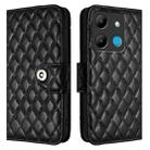 For Infinix Smart 7 HD Rhombic Texture Flip Leather Phone Case with Lanyard(Black) - 2