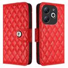 For Infinix Smart 8 Rhombic Texture Flip Leather Phone Case with Lanyard(Red) - 2