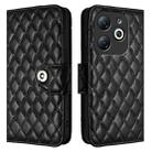 For Infinix Smart 8 Rhombic Texture Flip Leather Phone Case with Lanyard(Black) - 2