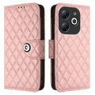 For Infinix Smart 8 Rhombic Texture Flip Leather Phone Case with Lanyard(Coral Pink) - 2