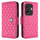 For Infinix Zero 30 4G Rhombic Texture Flip Leather Phone Case with Lanyard(Rose Red) - 2