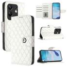 For Infinix Zero 30 4G Rhombic Texture Flip Leather Phone Case with Lanyard(White) - 1