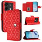 For Infinix Zero 30 5G Rhombic Texture Flip Leather Phone Case with Lanyard(Red) - 1