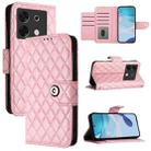 For Infinix Zero 30 5G Rhombic Texture Flip Leather Phone Case with Lanyard(Pink) - 1