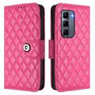 For Infinix Hot 50 Pro+ 4G Rhombic Texture Flip Leather Phone Case with Lanyard(Rose Red) - 2