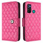 For Infinix Hot 9 / Hot 9 Pro Rhombic Texture Flip Leather Phone Case with Lanyard(Rose Red) - 2