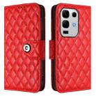 For Infinix Note 50s Rhombic Texture Flip Leather Phone Case with Lanyard(Red) - 2