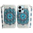 For Xiaomi Poco M6 4G 3D Colored Flip Leather Phone Case(Peacock Wreath) - 1