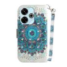 For Xiaomi Poco M6 4G 3D Colored Flip Leather Phone Case(Peacock Wreath) - 3