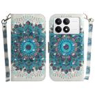 For Xiaomi Poco F6 Pro 3D Colored Flip Leather Phone Case(Peacock Wreath) - 1