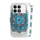 For Xiaomi Poco F6 Pro 3D Colored Flip Leather Phone Case(Peacock Wreath) - 3