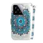 For Xiaomi 15 3D Colored Flip Leather Phone Case(Peacock Wreath) - 3