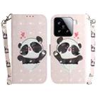 For Xiaomi 15 3D Colored Flip Leather Phone Case(Heart Panda) - 1