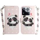 For Xiaomi 15 Pro 3D Colored Flip Leather Phone Case(Heart Panda) - 1