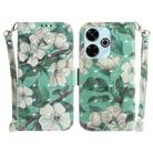 For Xiaomi Redmi 13 4G 3D Colored Flip Leather Phone Case(Watercolor Flower) - 1