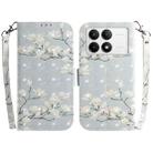 For Xiaomi Redmi K70 Pro / K70 3D Colored Flip Leather Phone Case(Magnolia) - 1