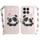 For Xiaomi Redmi K70 Pro / K70 3D Colored Flip Leather Phone Case(Heart Panda) - 1