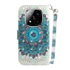 For Redmi Note 14 Pro / Note 14 Pro+ 5G 3D Colored Flip Leather Phone Case(Peacock Wreath) - 3