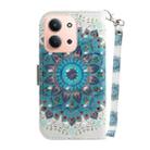 For Redmi 15C 4G 173.1mm / 15C 5G 173.1mm 3D Colored Flip Leather Phone Case(Peacock Wreath) - 3
