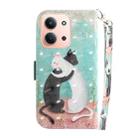 For Redmi 15C 4G 173.1mm / 15C 5G 173.1mm 3D Colored Flip Leather Phone Case(Black White Cat) - 3