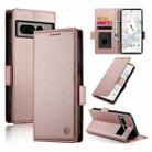 For Google Pixel 7 Pro Side Buckle Magnetic Frosted Leather Phone Case(Rose Gold) - 1