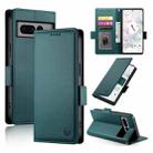 For Google Pixel 7 Pro Side Buckle Magnetic Frosted Leather Phone Case(Dark Green) - 1