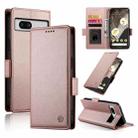 For Google Pixel 7a Side Buckle Magnetic Frosted Leather Phone Case(Rose Gold) - 1