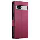 For Google Pixel 7a Side Buckle Magnetic Frosted Leather Phone Case(Wine Red) - 3