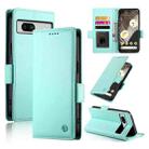 For Google Pixel 7a Side Buckle Magnetic Frosted Leather Phone Case(Mint Green) - 1