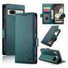 For Google Pixel 7a Side Buckle Magnetic Frosted Leather Phone Case(Dark Green) - 1