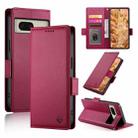 For Google Pixel 8 Side Buckle Magnetic Frosted Leather Phone Case(Wine Red) - 1