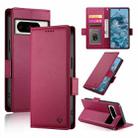 For Google Pixel 8 Pro Side Buckle Magnetic Frosted Leather Phone Case(Wine Red) - 1