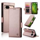 For Google Pixel 8a Side Buckle Magnetic Frosted Leather Phone Case(Rose Gold) - 1