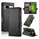 For Google Pixel 8a Side Buckle Magnetic Frosted Leather Phone Case(Black) - 1