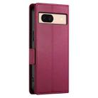 For Google Pixel 8a Side Buckle Magnetic Frosted Leather Phone Case(Wine Red) - 3