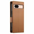 For Google Pixel 8a Side Buckle Magnetic Frosted Leather Phone Case(Brown) - 3