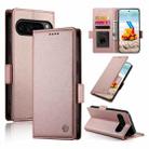 For Google Pixel 9 Pro Side Buckle Magnetic Frosted Leather Phone Case(Rose Gold) - 1