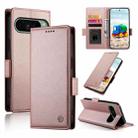 For Google Pixel 9 Side Buckle Magnetic Frosted Leather Phone Case(Rose Gold) - 1